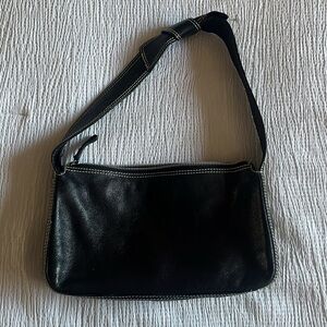 Vintage black purse with white stitching